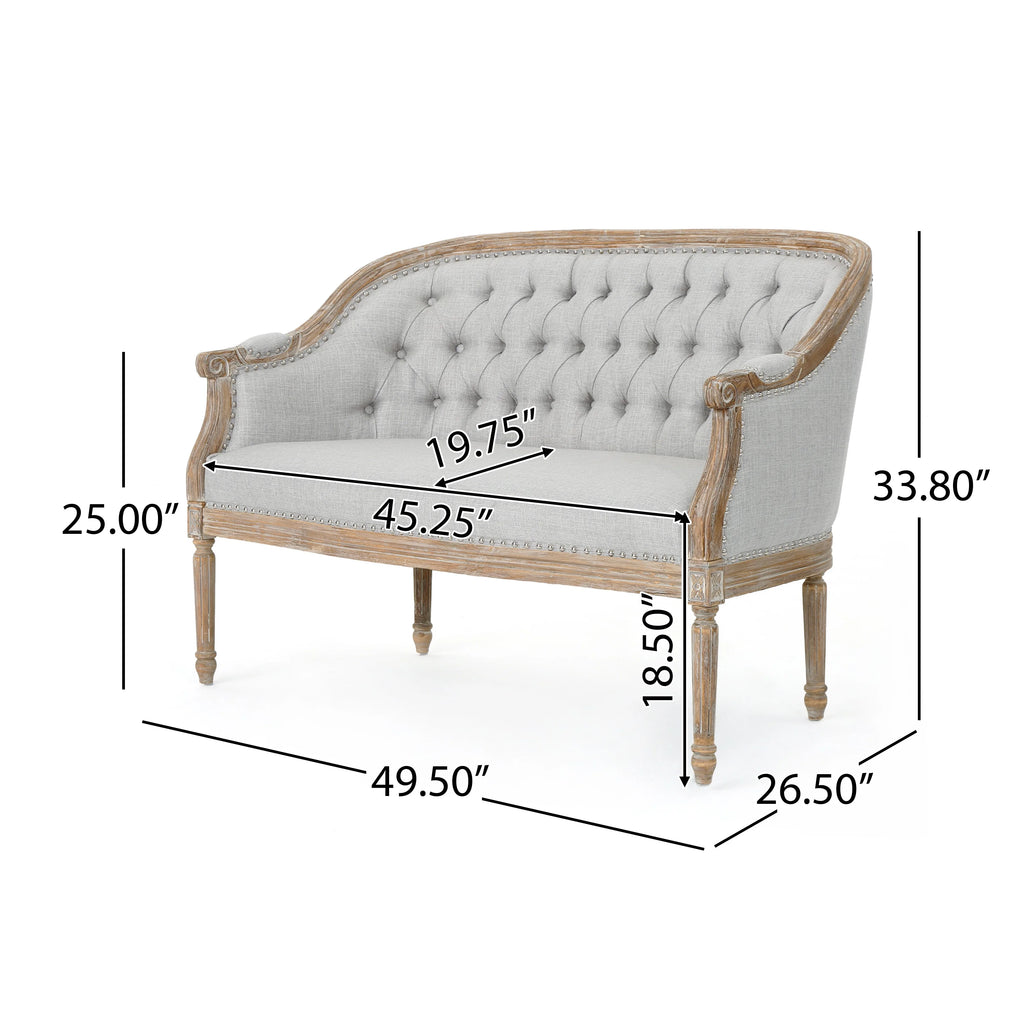 Light Gray Fabric Loveseat O369