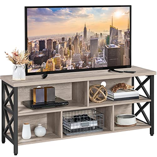 Gray TV Stand up to 65 Inch with Storage Compartments O727452