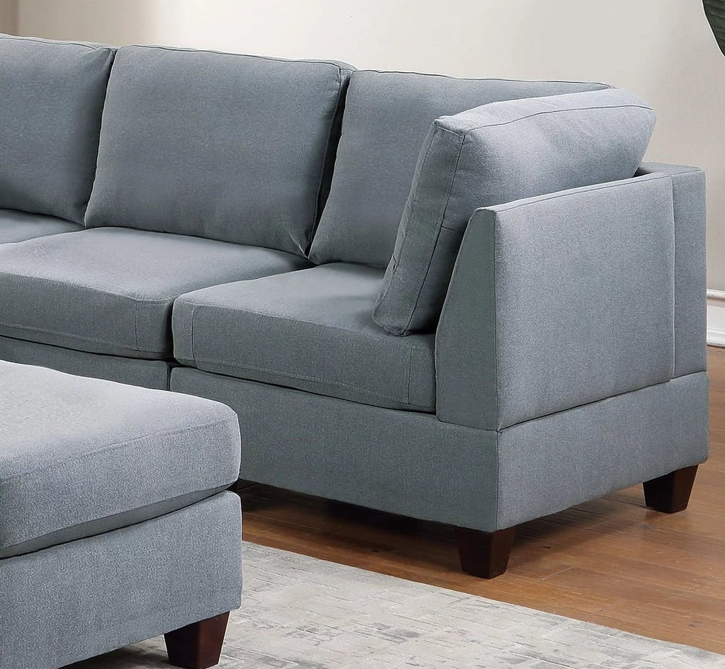 Grey Linen Like Fabric Corner Wedge Sofa N8070