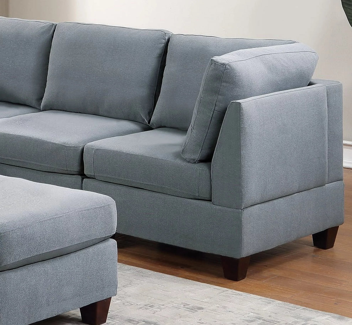 Grey Linen Like Fabric Corner Wedge Sofa N8070