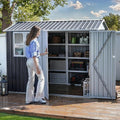 8x6ft Metal Outdoor Storage Shed with Window Z699047