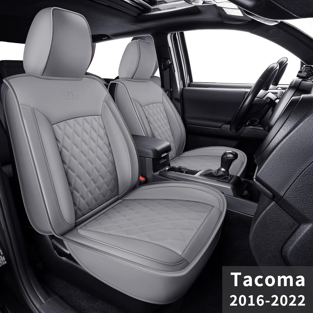 Gray Faux Leather Seat Covers for Tacoma Crew Cab O111
