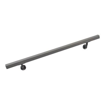 Aluminum Wall Handrail with Mounts, 9& Length, Silver Q165343