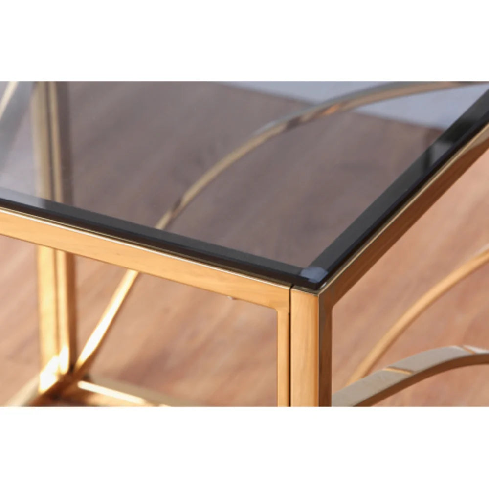 Gold Small Glass End Table D7177