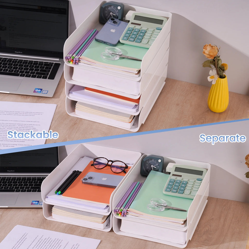White Stackable Desk Letter Tray Set X22311