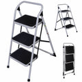 Portable 3 Step Iron Folding Ladder 330 lb. Capacity P32590