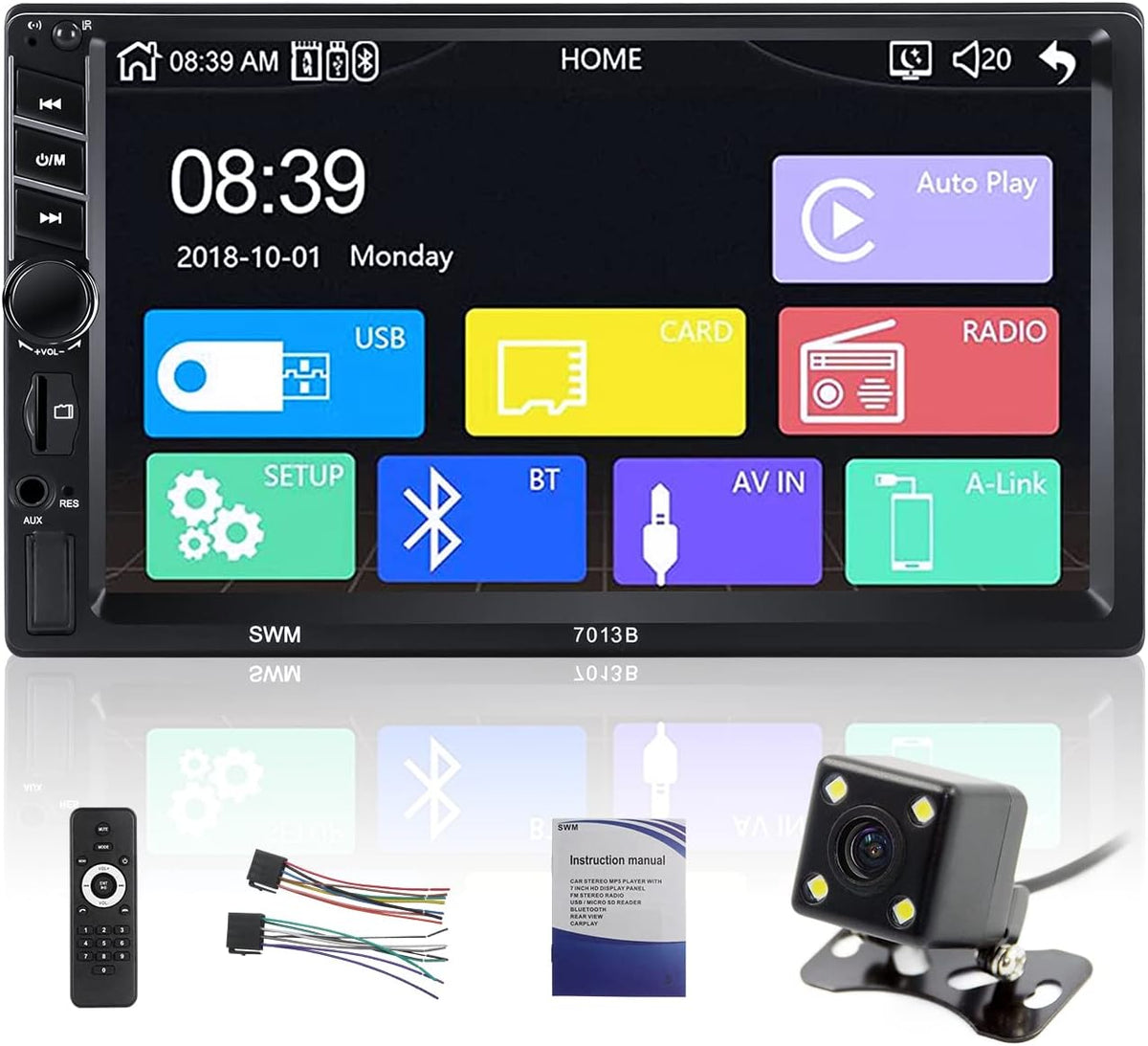 Double Din 7 Inch Touch Screen Car Stereo with Backup Camera G421113