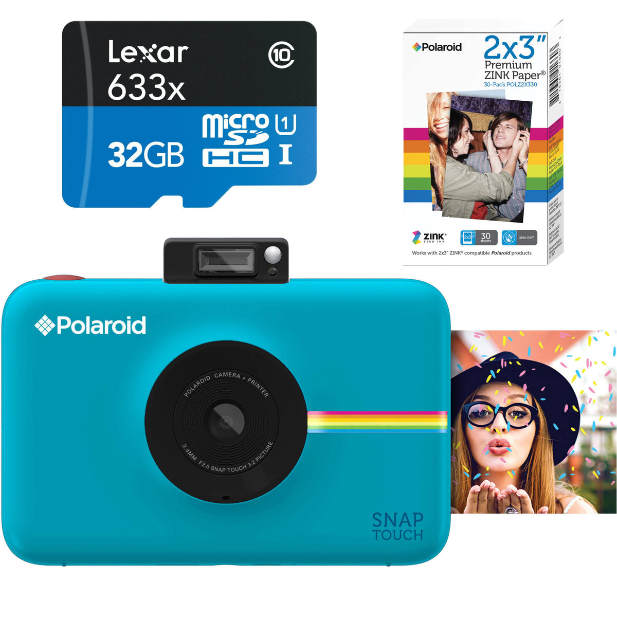 Blue Instant Print Digital Camera with LCD Display X33083