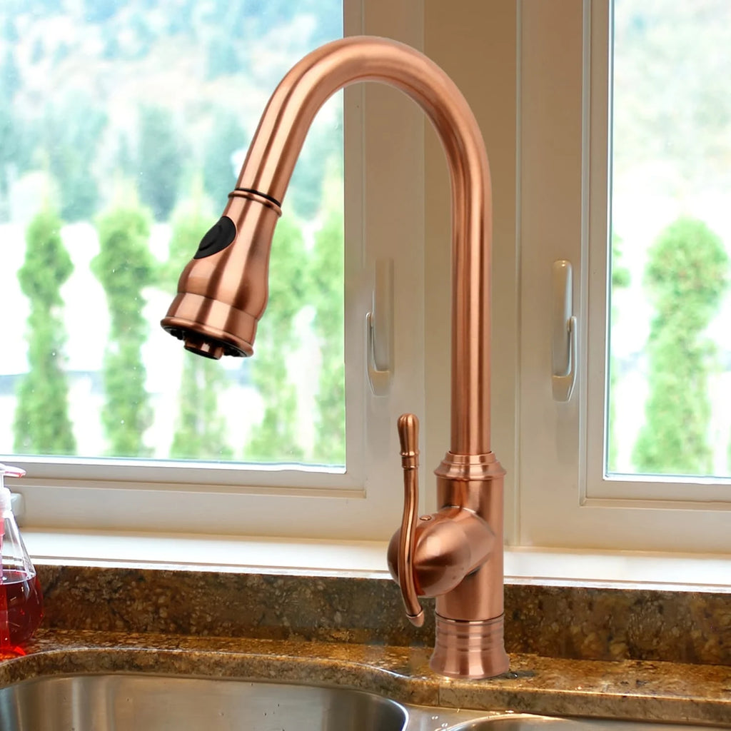 Copper Kitchen Faucet with Pull Down Sprayer O9460
