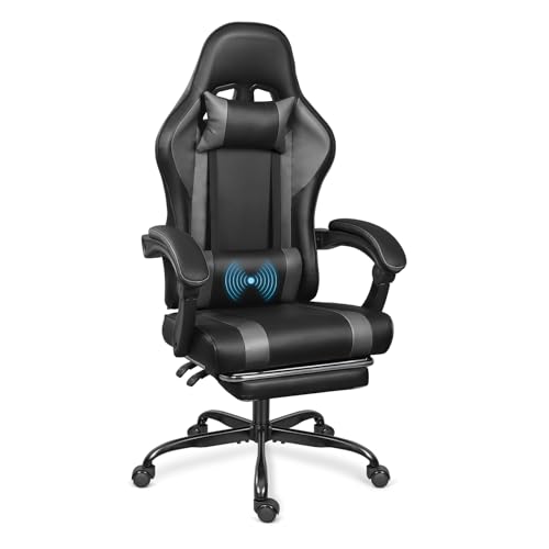 Black Red Gaming Chair with Footrest and Massage Lumbar Support Z632