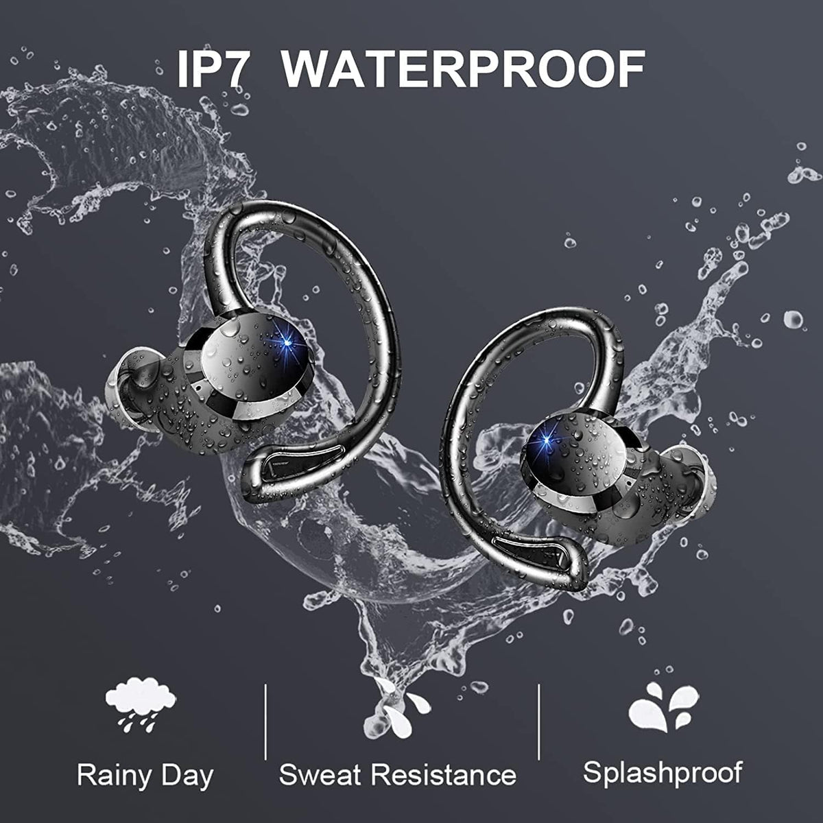 Wireless Bluetooth 5.1 Earbuds with Earhooks, IP7 Waterproof, 48H Playtime, Pack of 2 U177237