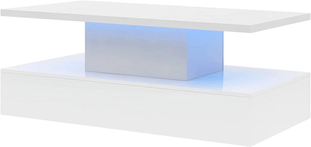 White 47 In Coffee Table with LED Light and Control W536754