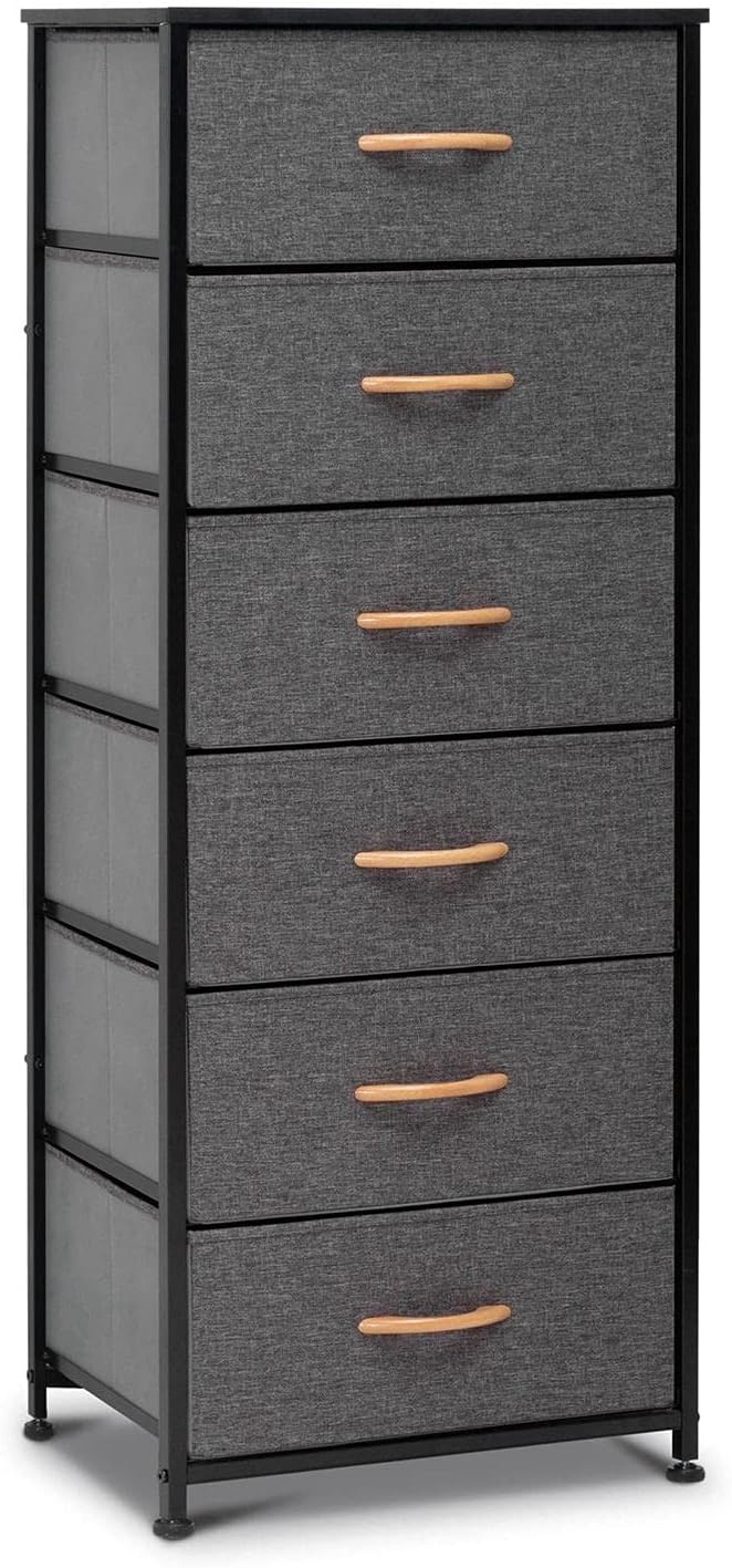 Black & Gray 6 Drawers Fabric Dresser K81663
