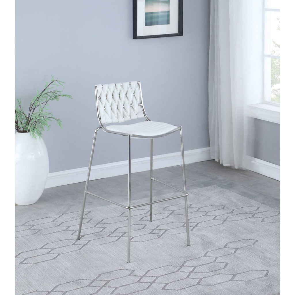 White Stackable Counter Stool with Weave Back, Set of 2 B7720