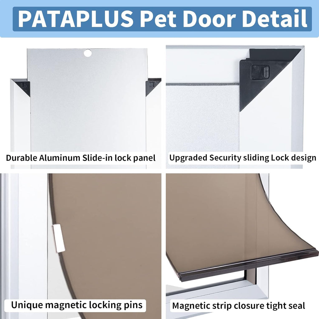 Dog Door with Slide-in Lock Panel and Magnetic Double Flaps, Aluminum Frame Pet Door (Medium) B887566