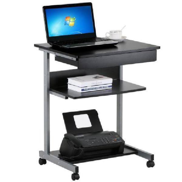 Compact Rolling Laptop Cart Desk with Drawer and Shelf O23066