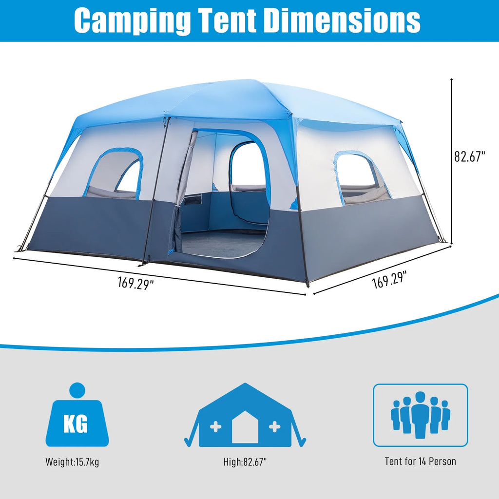 Camping Tent 14 Person 2 Rooms with Carry Bag J680248