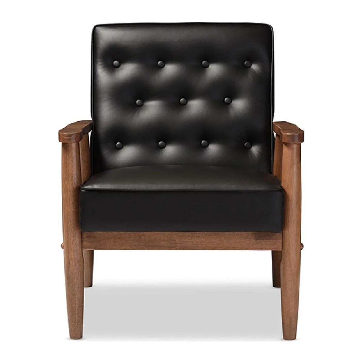 Black Faux Leather Upholstered Wooden Lounge Chair B71135