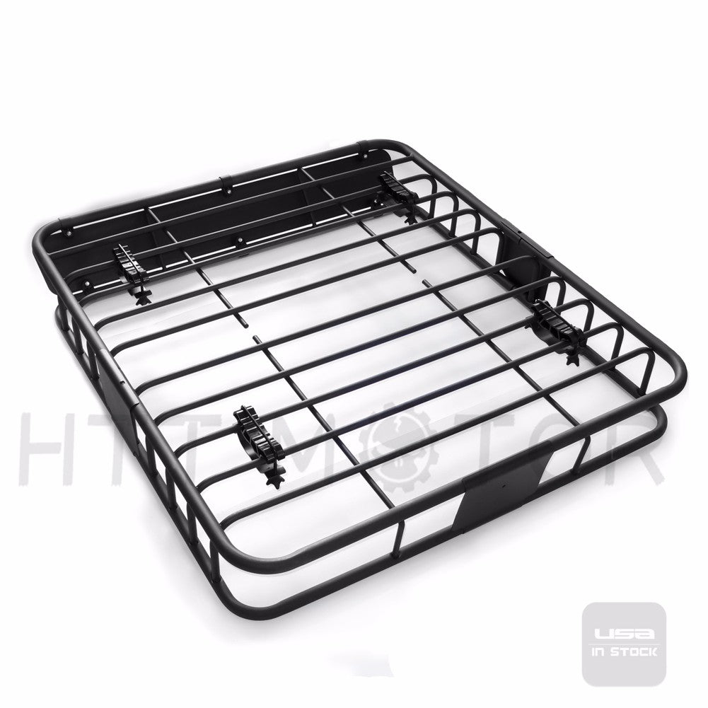 Black Universal Roof Rack Cargo Basket Q280769