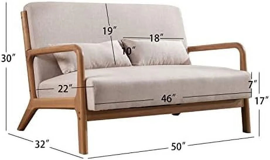 50" 2-Seater Upholstered Loveseat with 2 Waist Cushions R818844