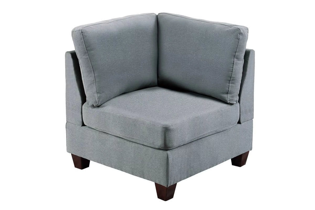 Grey Linen Like Fabric Corner Wedge Sofa N8070