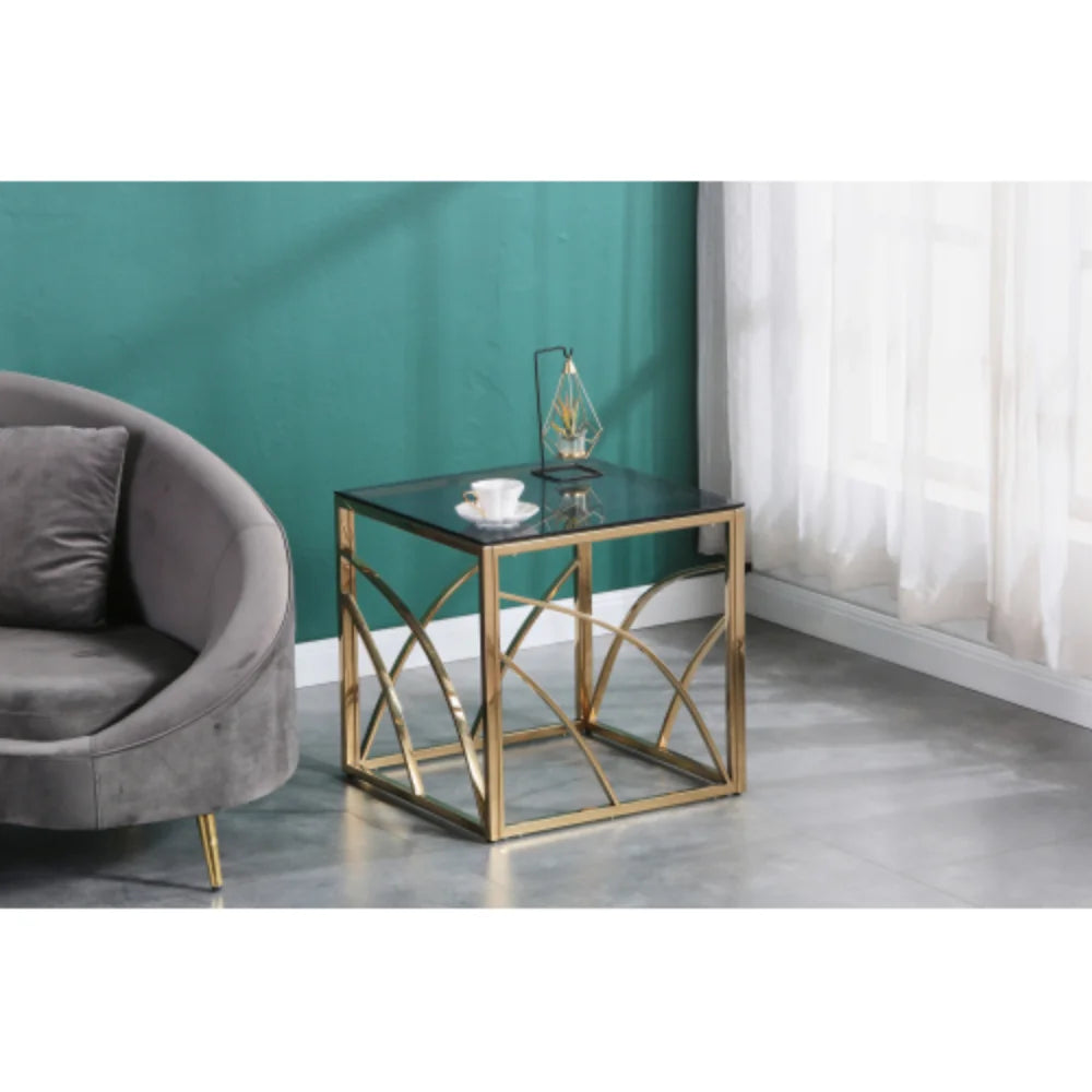 Gold Small Glass End Table D7177