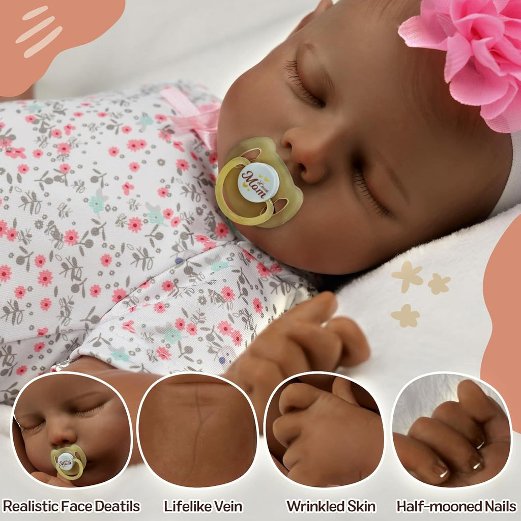 17-Inch Black Reborn Baby Dolls with Feeding Kit J4917