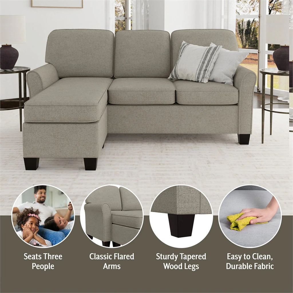 Reversible Sectional Chaise Greige Brown Fabric W194