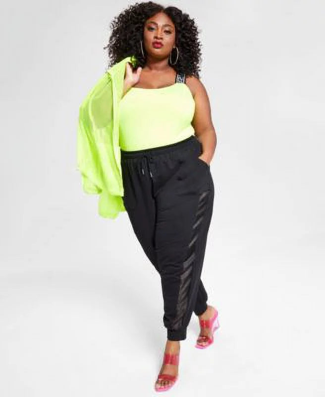 Plus Size Mixed-Media Jogger Pants P7297