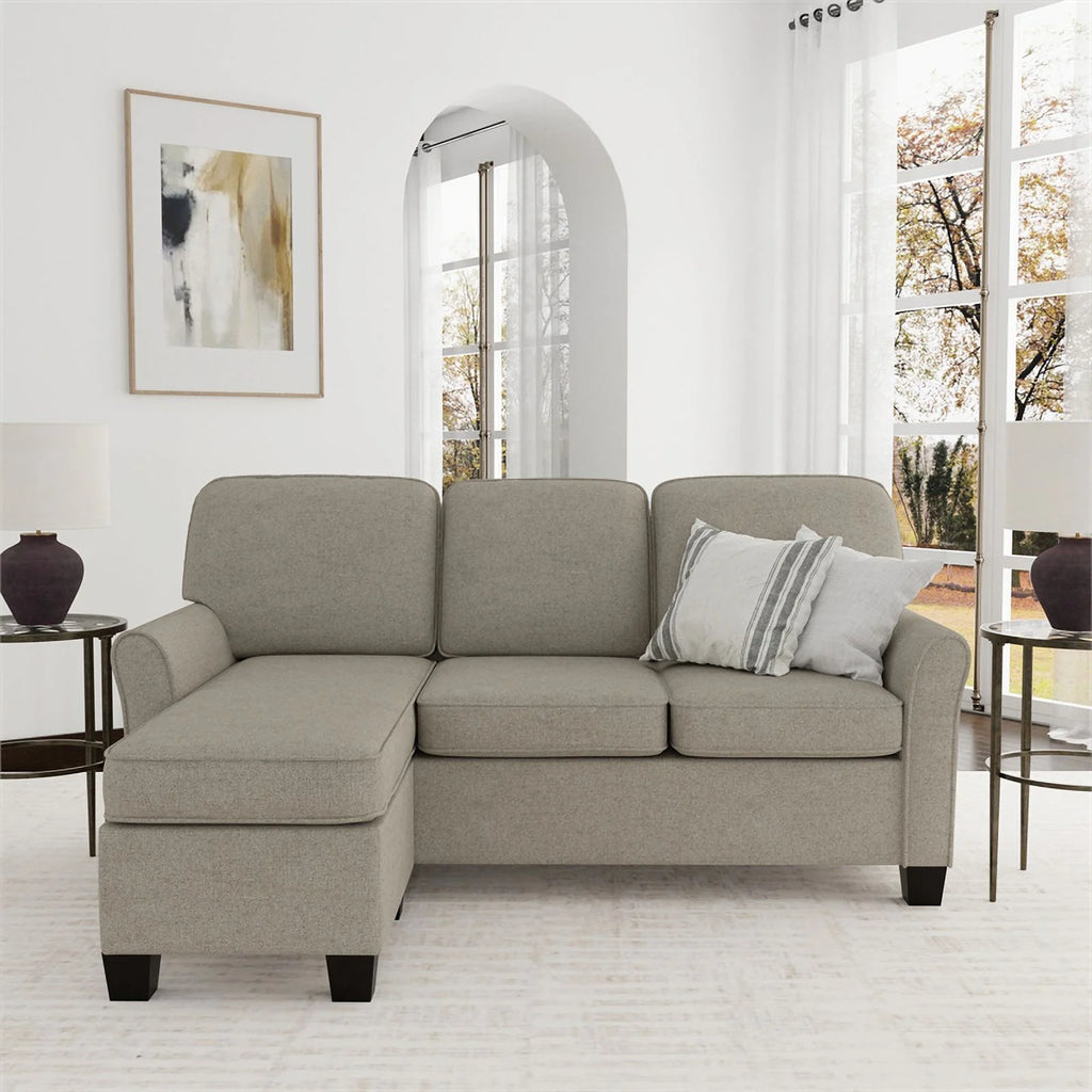 Reversible Sectional Chaise Greige Brown Fabric W194