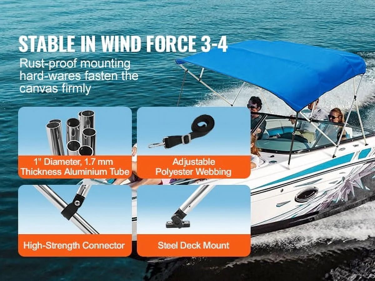 4 Bow Bimini Top Boat Cover 900D Polyester Aluminum Frame 91"-96" W K403