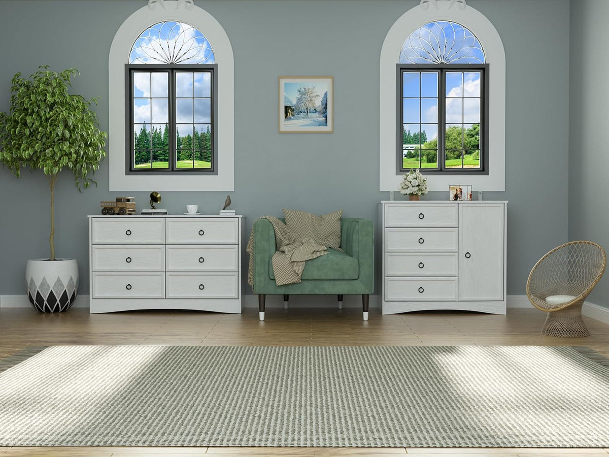 White 6 Drawer Dresser U8918