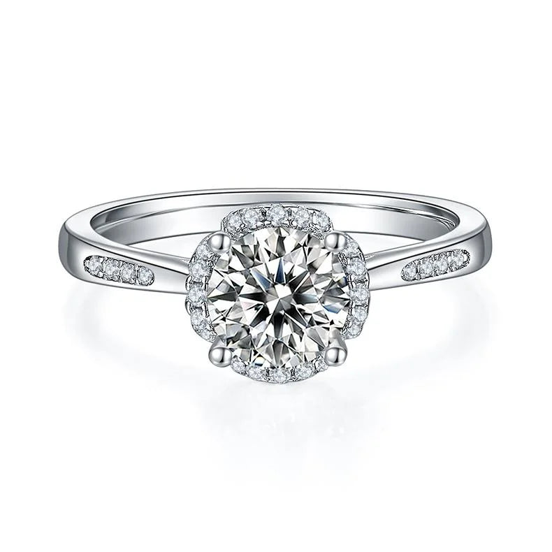 18K White Gold Plated Moissanite Engagement Ring K7107