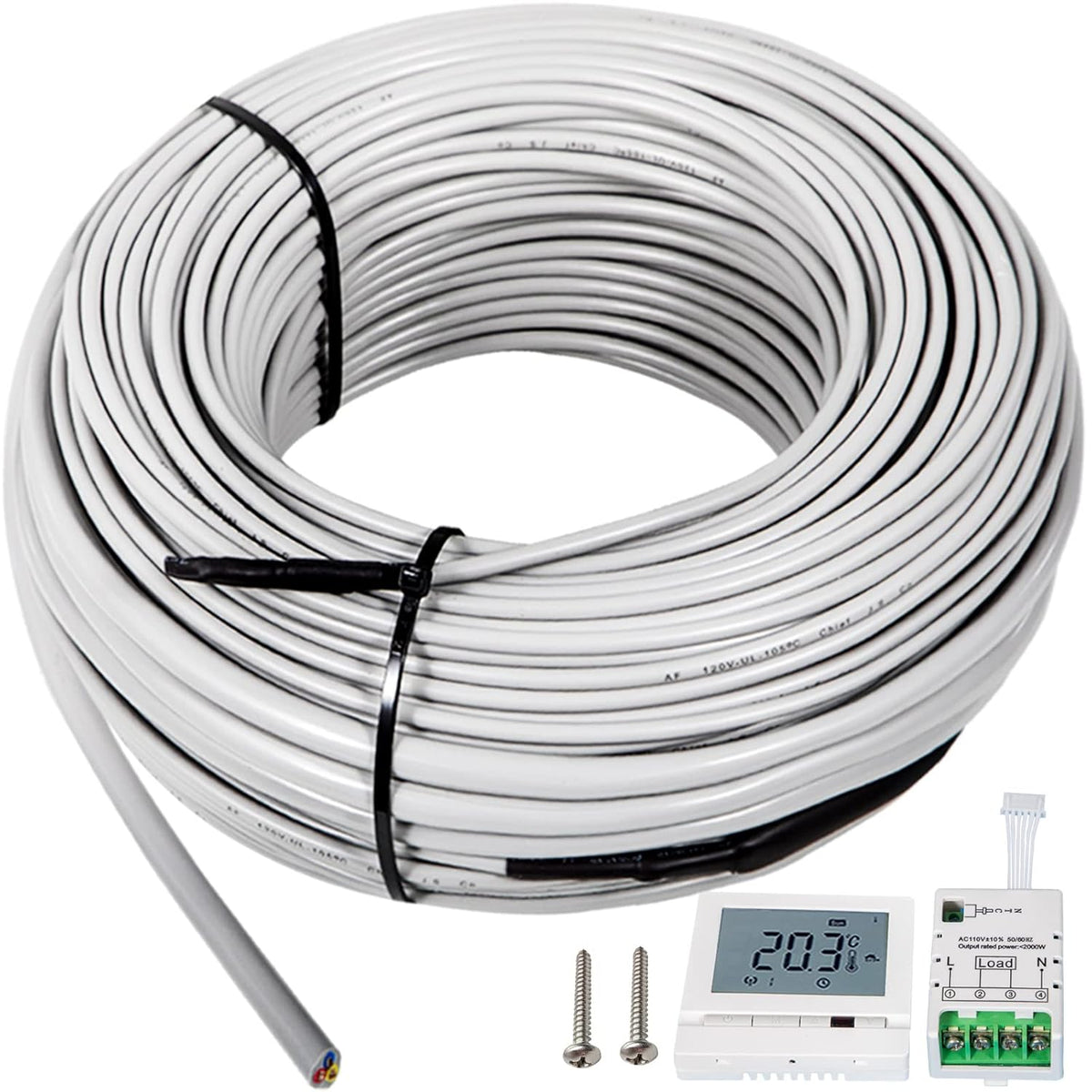 Floor Heating Cable 37.5 Square Feet with Temperature Control Panel U820638