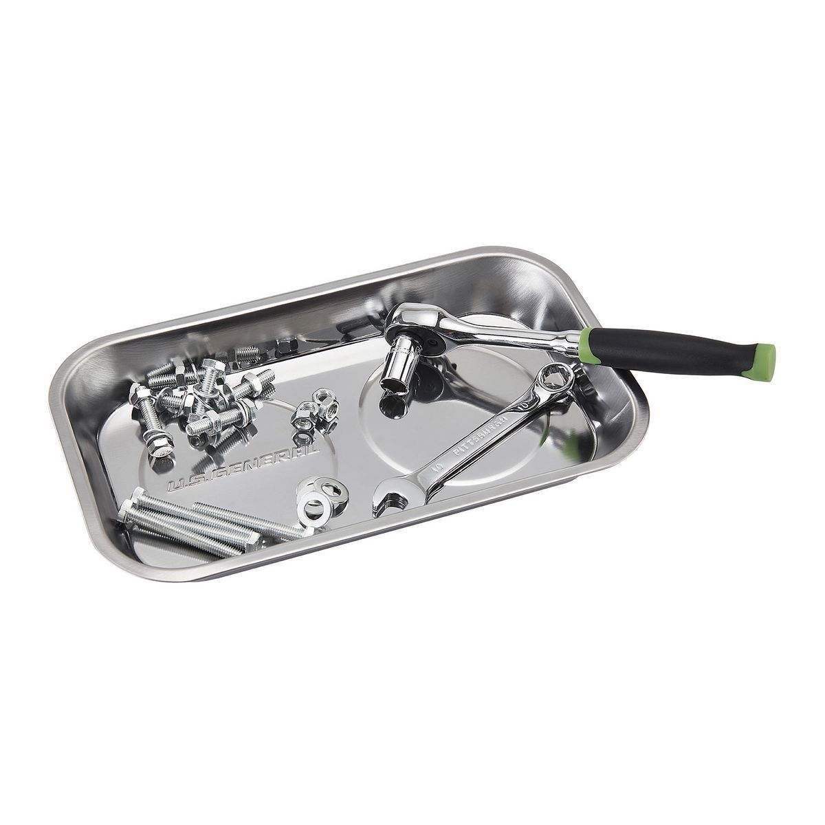 9-1/2 in. x 5-1/2 in. Magnetic Stainless Steel Parts Tray A536762