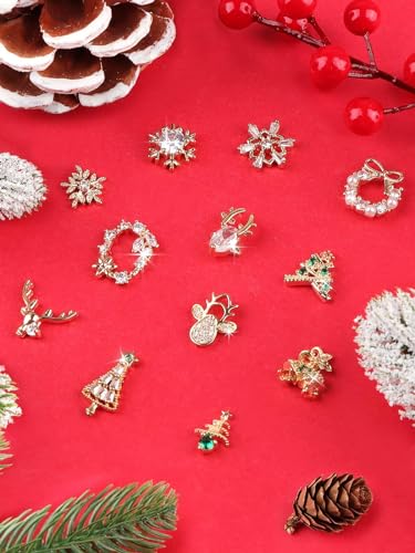 12PCS Christmas 3D Nail Charms Zircon Rhinestones Metal Nail Art Gems Z979