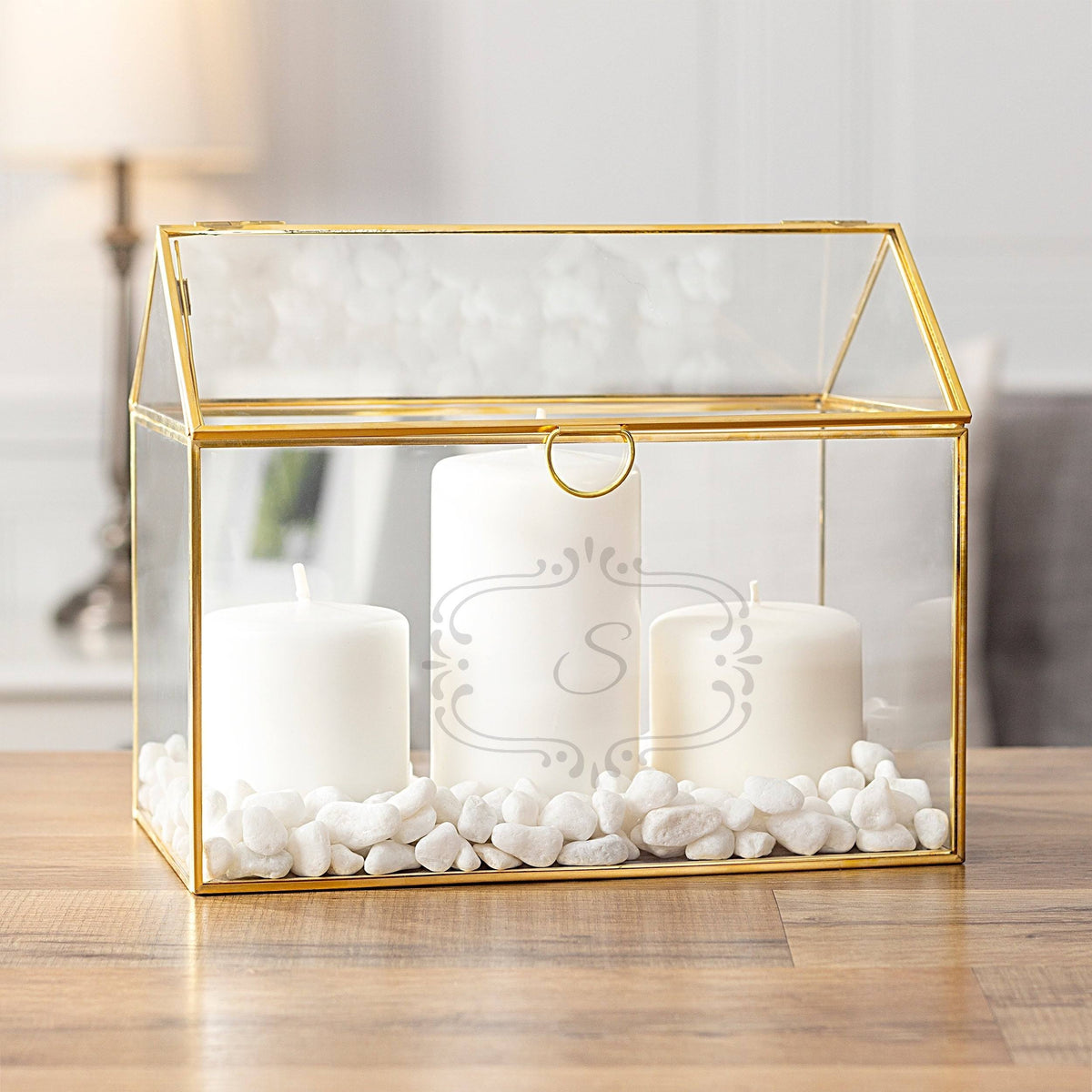 Gold Glass Terrarium Card Holder J645