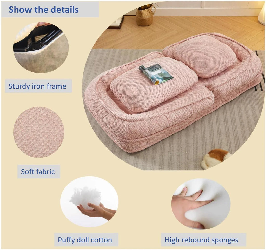 Pink foldable 5-seater recliner sofa chair N15853