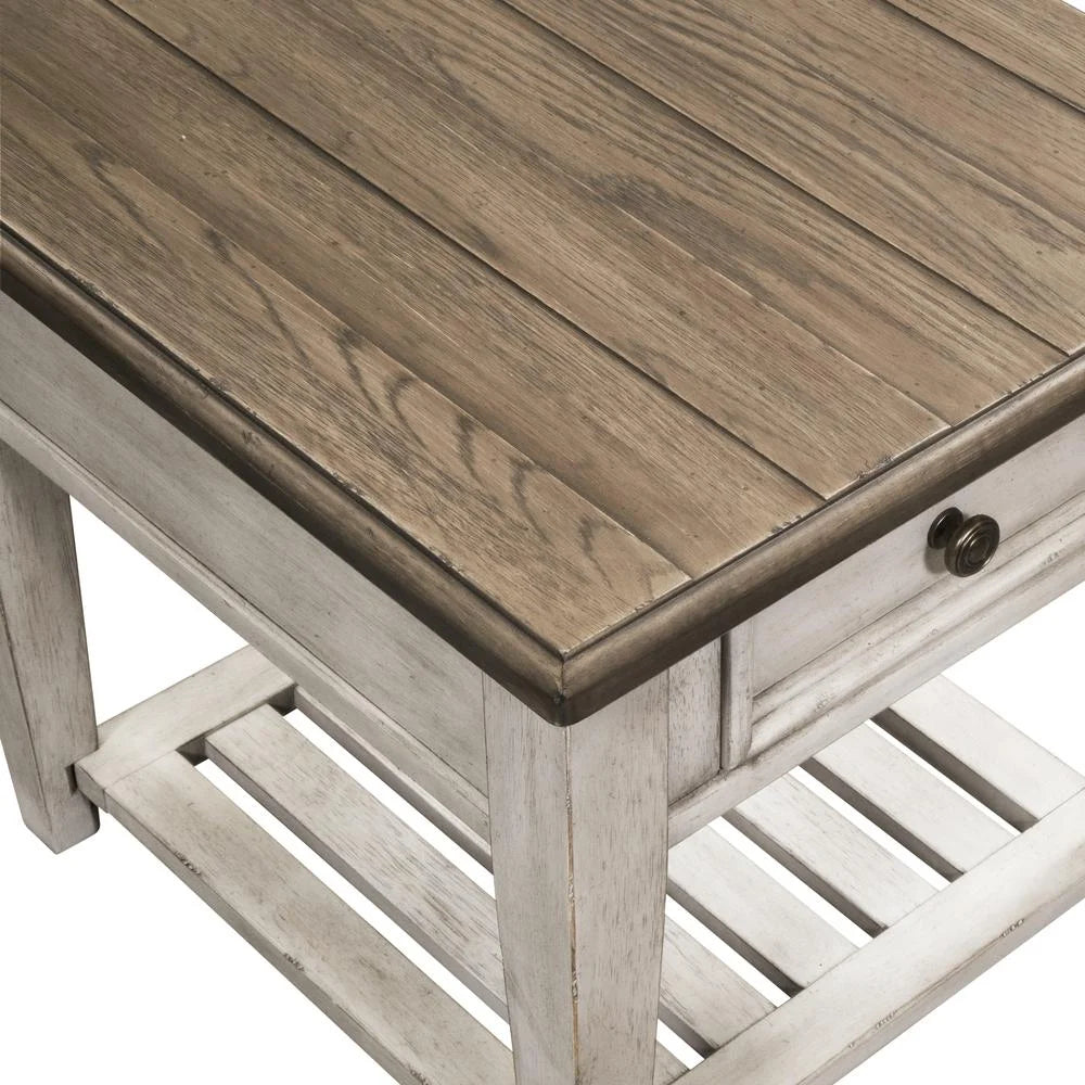 Off White Wood Drawer End Table F25455