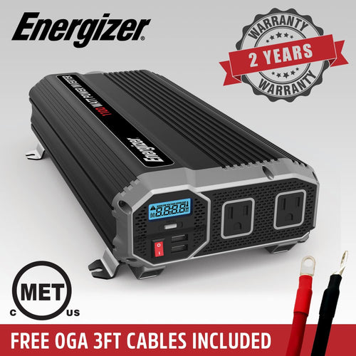 1100 Watts Modified Sine Wave Car Inverter, 12V to 110 Volts, Two AC Outlets, Two USB Ports (2.4 Amp) Z44164