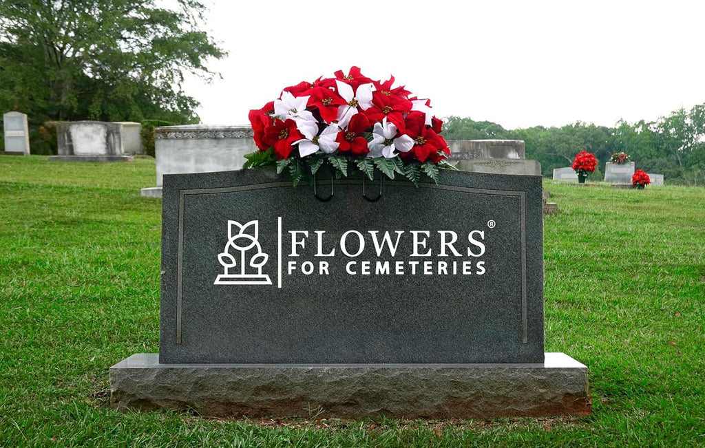 Red and White Artificial Poinsettias Saddle J2399