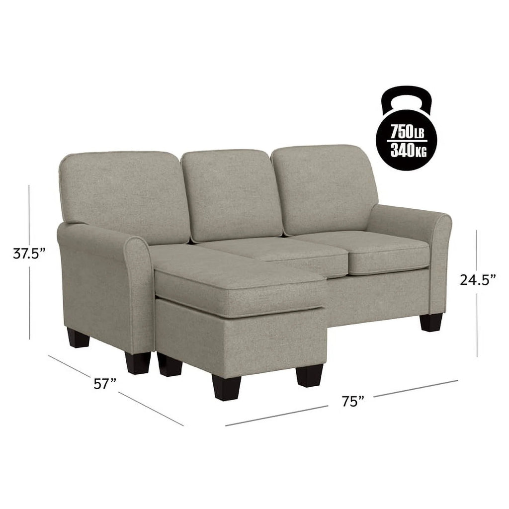 Reversible Sectional Chaise Greige Brown Fabric W194