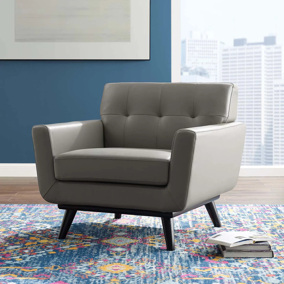 Grey Leather Accent Chair R582
