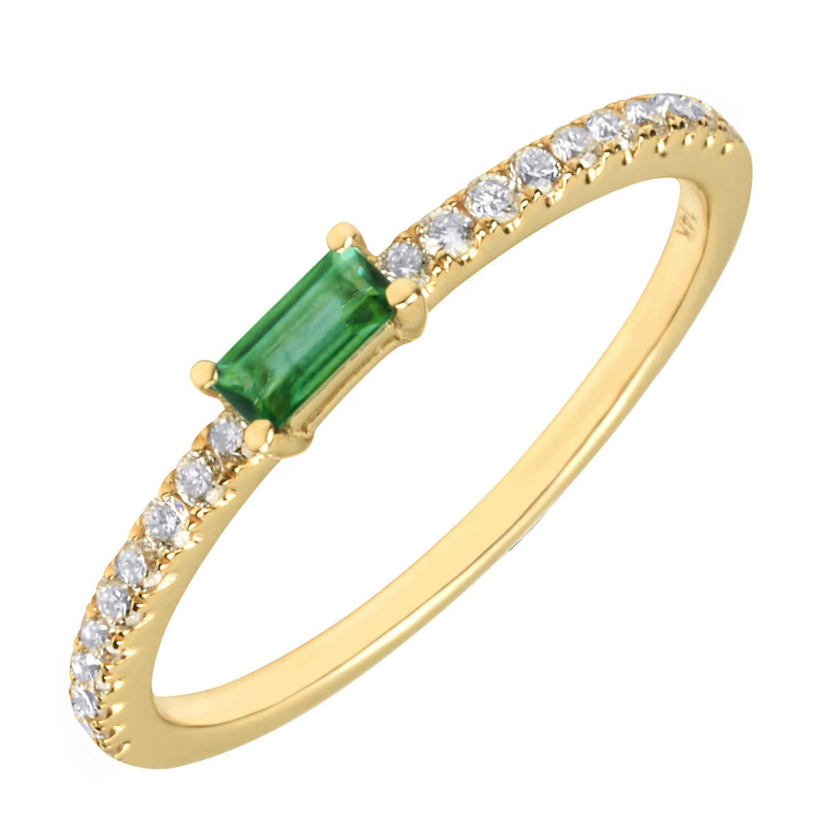 14K Yellow Gold Diamond Green Emerald Ring C820