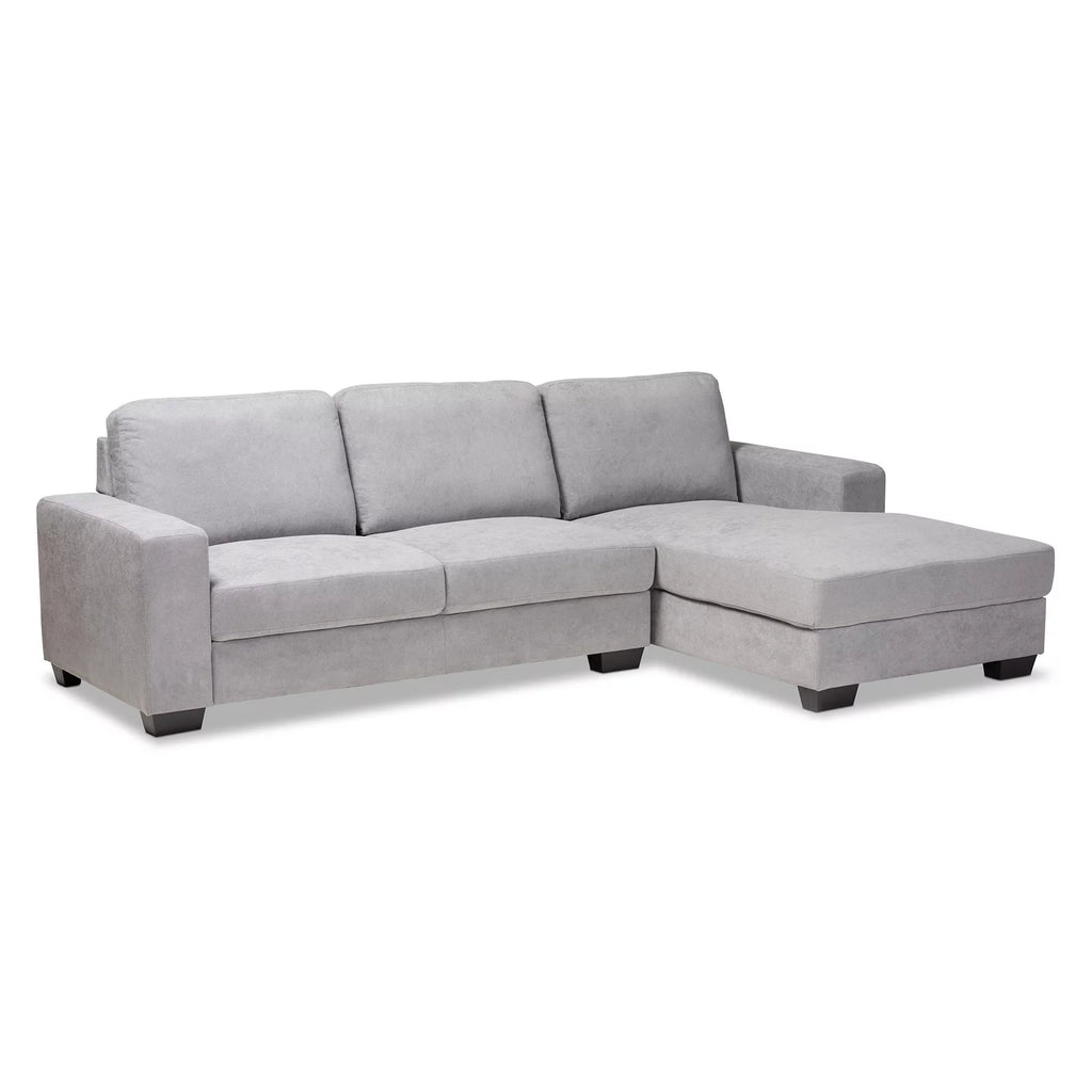 Light Grey Fabric Upholstered Sectional Sofa with Right Facing Chaise X38517