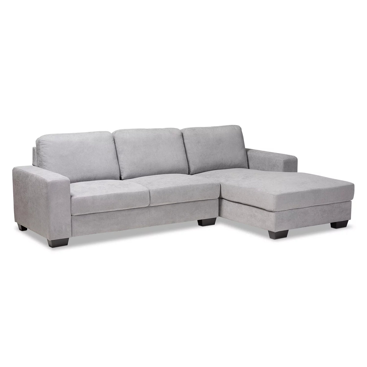 Light Grey Fabric Upholstered Sectional Sofa with Right Facing Chaise X38517
