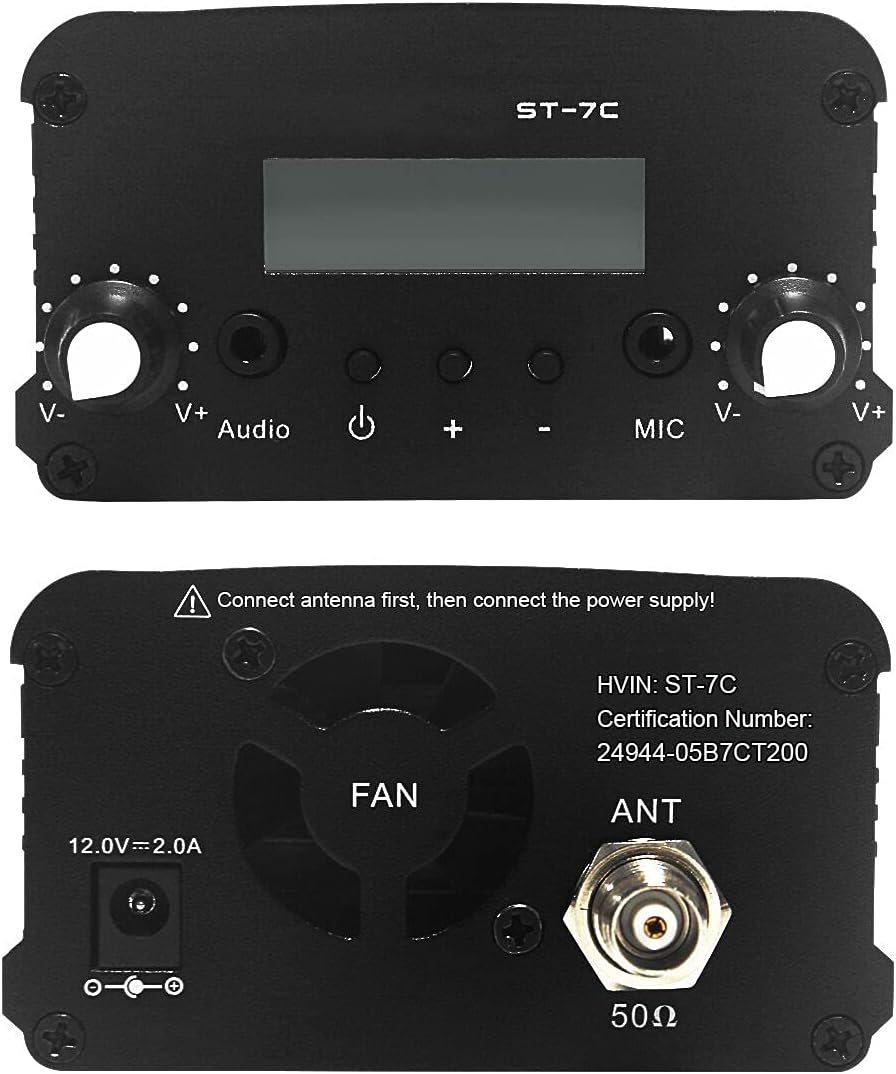 FM Transmitter 7W/1W Mini Radio Stereo Station, 88.1-107.9MHz, Pack of 2 G975