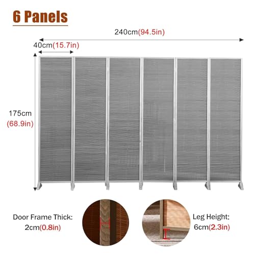 6 Panel Folding Privacy Screen, 175cm Tall I74535
