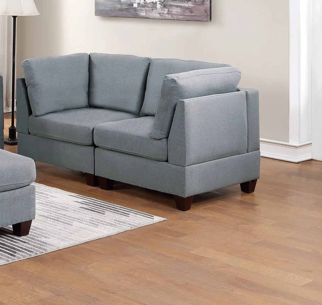 Grey Linen Like Fabric Corner Wedge Sofa N8070