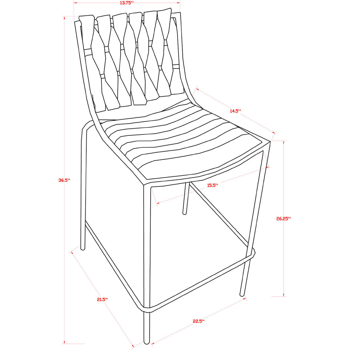 White Stackable Counter Stool with Weave Back, Set of 2 B7720